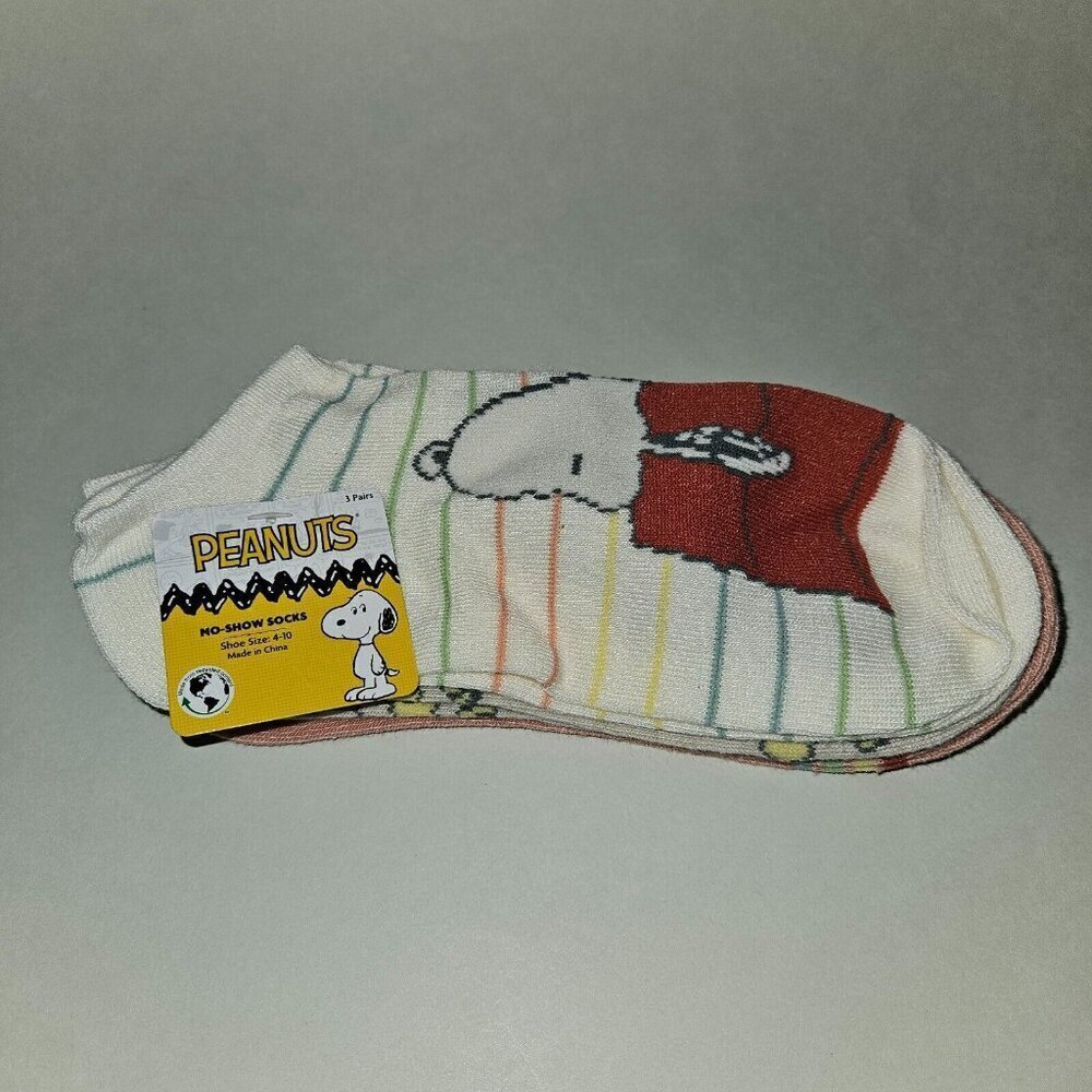 NEW 3 Pairs Snoopy No Show Socks Women's Shoe Size 4-10 Peanuts Woodstock